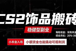 (20402期)CS2饰品搬砖,每轮收益为采购本金的10%+,综合月化为20-30%,稳健型副业