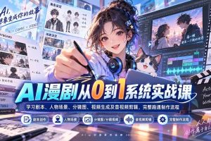 (20430期)AI漫剧从0到1系统实战课:学习剧本、人物场景、分镜图、视频生成及音视频剪辑,完整跑通制作流程