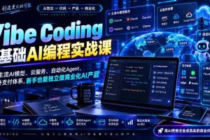 Vibe Coding零基础AI编程实战课-无水印,整合主流AI模型、云服务、自动化Agent、海内外支付体系,新手也能独立做商业化AI产品