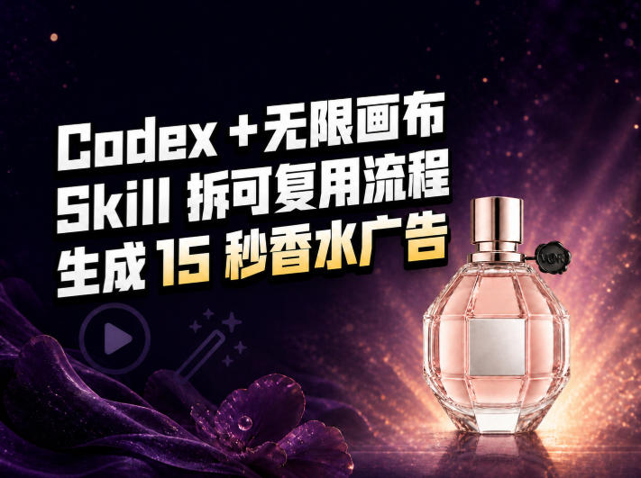 我把Amazon香水视频拆成Codex Skill：无限画布负责最后15秒