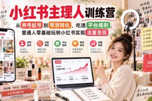 小红书主理人训练营,从养号起号到带货转化,吃透平台规则,普通人零基础玩转小红书实现流量变现