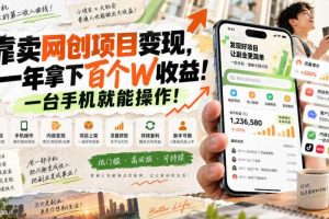 靠卖网创项目变现,一年拿下百个W收益!一台手机就能操作!【揭秘】