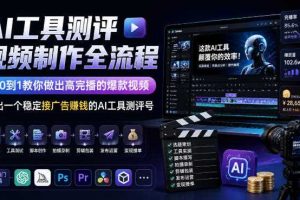 AI工具测评视频制作全流程,从0到1教你做出高完播的爆款视频,做出一个稳定接广告賺钱的AI工具测评号