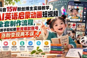 抖音15W粉丝博主实操教学,AI英语启蒙动画短视频全套制作流程,新手轻松做教育爆款账号,涨粉变现两不误