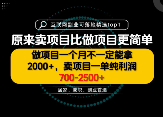一单利润700-2.5K+,为什么我们要卖项目而不是做项目,我们普通人应该怎样开始?【揭秘】