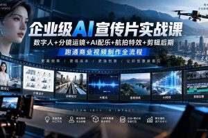 (20548期)企业级AI宣传片实战课|数字人+分镜运镜+AI配乐+航拍特效+剪辑后期,跑通商业视频制作全流程