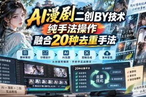 AI漫剧二创搬运技术,纯手法操作,融合20种去重手法