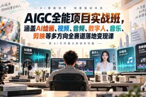AIGC全能项目实战班,涵盖AI绘画、视频、音频、数字人、音乐、剪映等多方向全赛道落地变现课(更新)