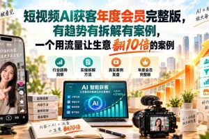 短视频AI获客年度会员完整版,有趋势有拆解有案例,一个用流量让生意翻10倍的案例