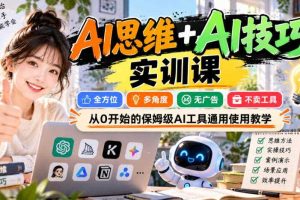 AI思维+AI技巧实训课，全方位、多角度、无广告、不卖工具，从0开始的保姆级AI工具通用使用教学