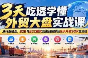 (20691期)3天吃透学懂外贸大盘实战课:从行业机会、B2B与B2C模式到选品获客及8步外贸SOP全流程