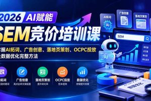 （20706期）【无水印】2026AI赋能SEM竞价培训课：掌握AI拓词、广告创意、落地页策划、OCPC投放及数据优化完整方法