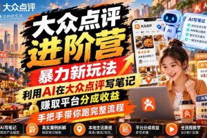 大众点评进阶营,暴力新玩法,利用AI在大众点评写笔记, 賺取平台分成收益,手把手带你跑完整流程