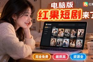 手机看短剧费眼?电脑版红果短剧来了,完全免费、画质高、资源全