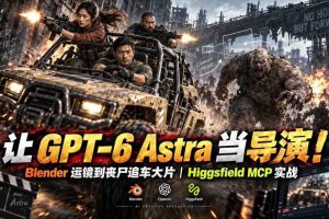 让GPT-6 Astra当导演！Blender运镜到丧尸追车大片｜Higgsfield MCP实战