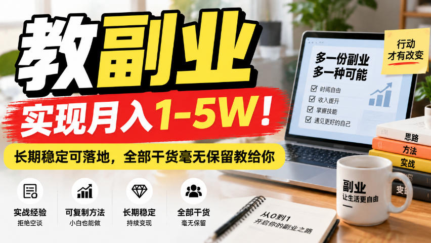 “教副业”实现月入1-5W!长期稳定可落地,全部干货毫无保留教给你【揭秘】