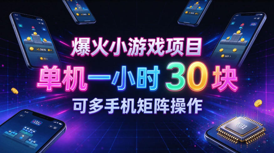 爆火小游戏撸金项目,实测单机一小时30+,可多手机矩阵操作,新手看完一遍就能上手【揭秘】