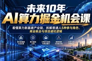 (20825期)未来10年AI算力掘金机会课:看懂算力新基建产业链,拆解普通人5种参与角色、商业机会与项目避坑逻辑