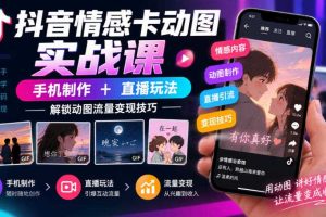 抖音情感卡动图实战课|手机制作+直播玩法,解锁动图流量变现技巧
