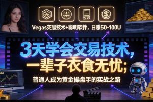 （20841期）“顺势而为交易系统”3天学会交易技术，聪明软件辅助，小白也能看懂趋势交易，日入30-100U,长期稳定