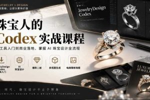 珠宝人的Codex实战课程|JewelryDesign Codex安装入门、AI珠宝设计、爆款二创、多视图生成、电商精修海报全链路教学
