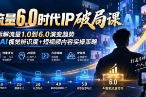 (20845期)流量6.0时代IP破局课:拆解流量1.0到6.0演变趋势+AI视觉辨识度+短视频内容实操策略