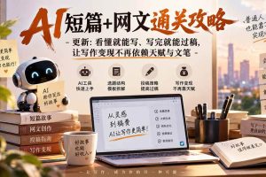 (20861期)AI短篇+网文通关攻略-更新1009:看懂就能写、写完就能过稿,让写作变现不再依赖天赋与文笔