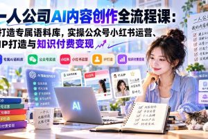 (20866期)一人公司AI内容创作全流程课:打造专属语料库,实操公众号小红书运营、IP打造与知识付费变现方法论