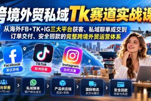 （20894期）跨境外贸私域Tk赛道实战课：从海外FB+TK+IG三大平台获客、私域聊单成交到订单交付、安全回款的完整跨境外贸运营体系