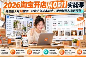 2026淘宝开店从0到1实战课，教普通人用AI做图、轻资产低成本起店，拒绝铺货和盲目囤货