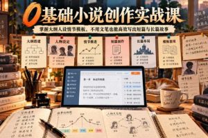 0基础小说创作实战课｜掌握大纲人设情节模板，不用文笔也能高效写出短篇与长篇故事