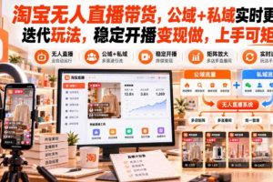 淘宝无人直播带货,公域+私域实时更新迭代玩法,稳定开播变现做,上手可矩阵【揭秘】