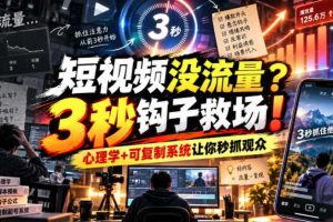 【无水印】短视频没流量？3秒钩子救场！心理学+可复制系统让你秒抓观众【原创双语字幕】