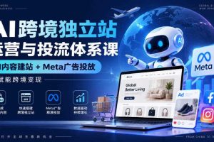 AI跨境独立站运营与投流体系课|AI内容建站+Meta广告投放,AI赋能跨境变现
