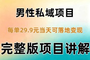 男性私域项目每单29.9，当天就能落地变现【不是S粉项目】详细拆解
