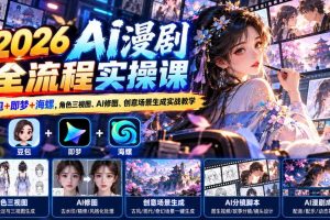 【无水印】2026 AI漫剧全流程实操课|豆包+即梦+海螺,角色三视图、AI修图、创意场景生成实战教学