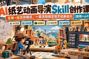 AI纸艺动画导演Skill创作课|定格+连续双模式,一套流程搞定纸艺动画成片【教程+skill】