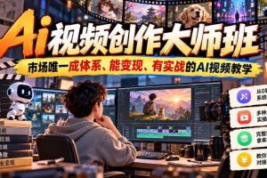Ai视频创作大师班，市场唯一成体系、能变现、有实战的AI视频教学（更新2026）