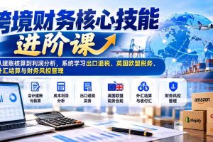 (21075期)跨境财务核心技能进阶课:从建账核算到利润分析,系统学习出口退税、英国欧盟税务、外汇结算与财务风控管理