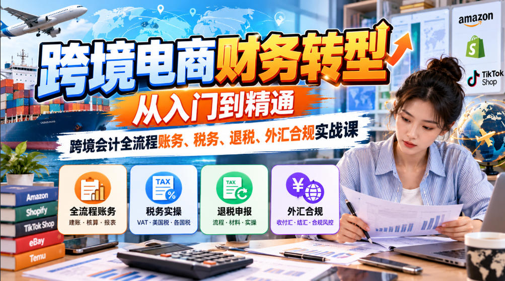跨境电商财务转型:从入门到精通|跨境会计全流程账务、税务、退税、外汇合规实战课