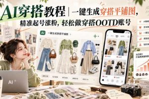 AI穿搭教程|一键生成穿搭平铺图,精准起号涨粉,轻松做穿搭OOTD账号