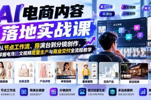 (21136期)AI电商内容落地实战课:从节点工作流、导演台到分镜创作,掌握电商图文视频批量生产与商业交付全流程教学