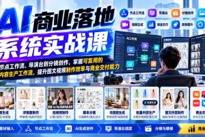 【无水印】AI商业落地系统实战课,从节点工作流、导演台到分镜创作,掌握可复用的AI内容生产工作流,提升图文视频制作效率与商业交付能力