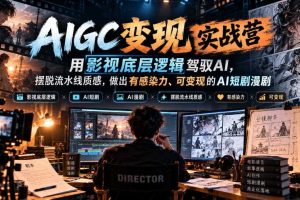 AIGC变现实战营,用影视底层逻辑驾驭AI,摆脱流水线质感,做出有感染力、可变现的AI短剧漫剧