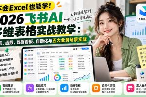 （21153期）不会Excel也能学！2026飞书AI多维表格实战教学：建表、函数、数据看板、自动化与五大业务场景实战
