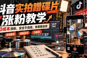 抖音实拍蹭碟片涨粉教学,0成本涨粉,安全不违规,有需要自测