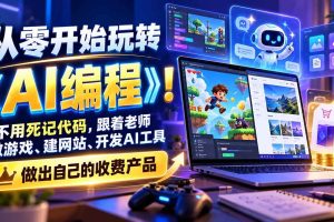 (21210期)从零开始玩转《AI编程》!不用死记代码,跟着老师做游戏、建网站、开发AI工具,最后完成自己的收费产品