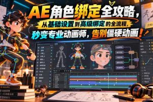 【无水印】AE角色绑定全攻略,从基础设置到高级绑定的全流程,秒变专业动画师,告别僵硬动画!【原创双语字幕】