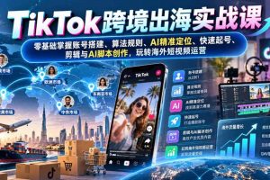 TikTok跨境出海实战课：零基础掌握账号搭建、算法规则、AI精准定位、快速起号、剪辑与AI脚本创作，玩转海外短视频运营（更新1030）