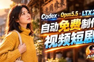 【无水印】Codex出图+免费LTX-2.5生成视频,Claude Opus 5.5全自动剪出1分钟情感短剧《停了的表》